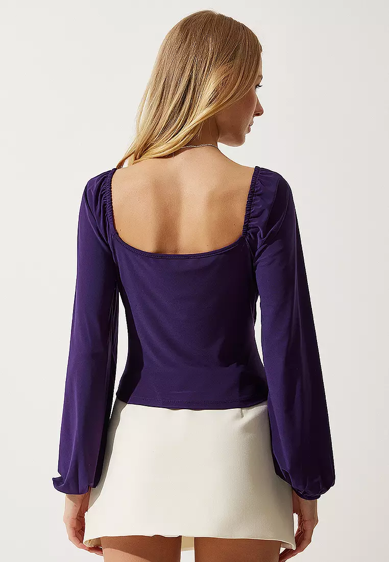 Long Sleeves Surplice Blouse