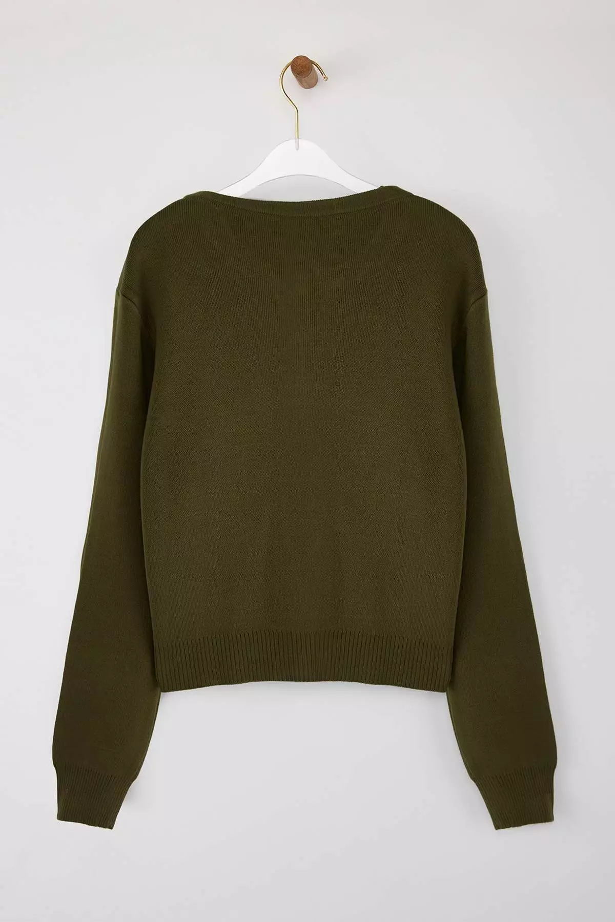 Khaki Basic Cardigan Blouse Knitwear Cardigan