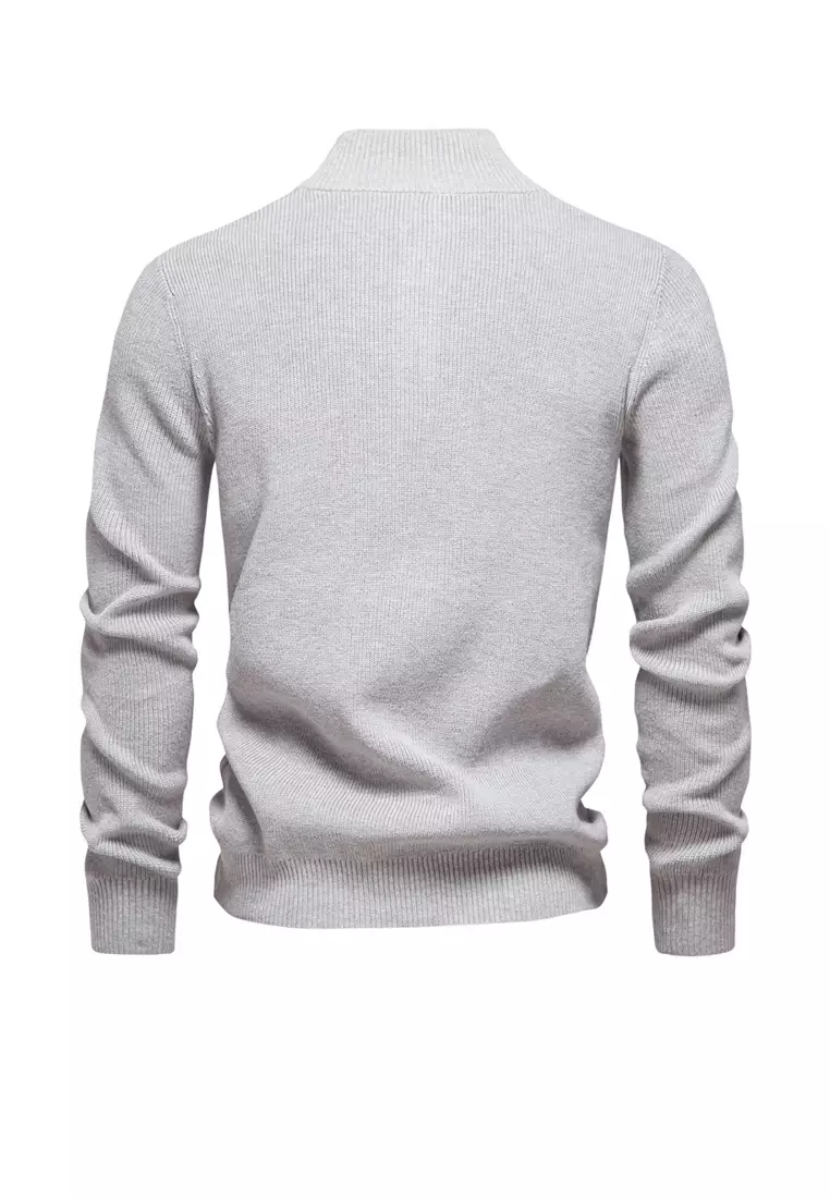 Henley Neck Knit Sweater AX-SW833