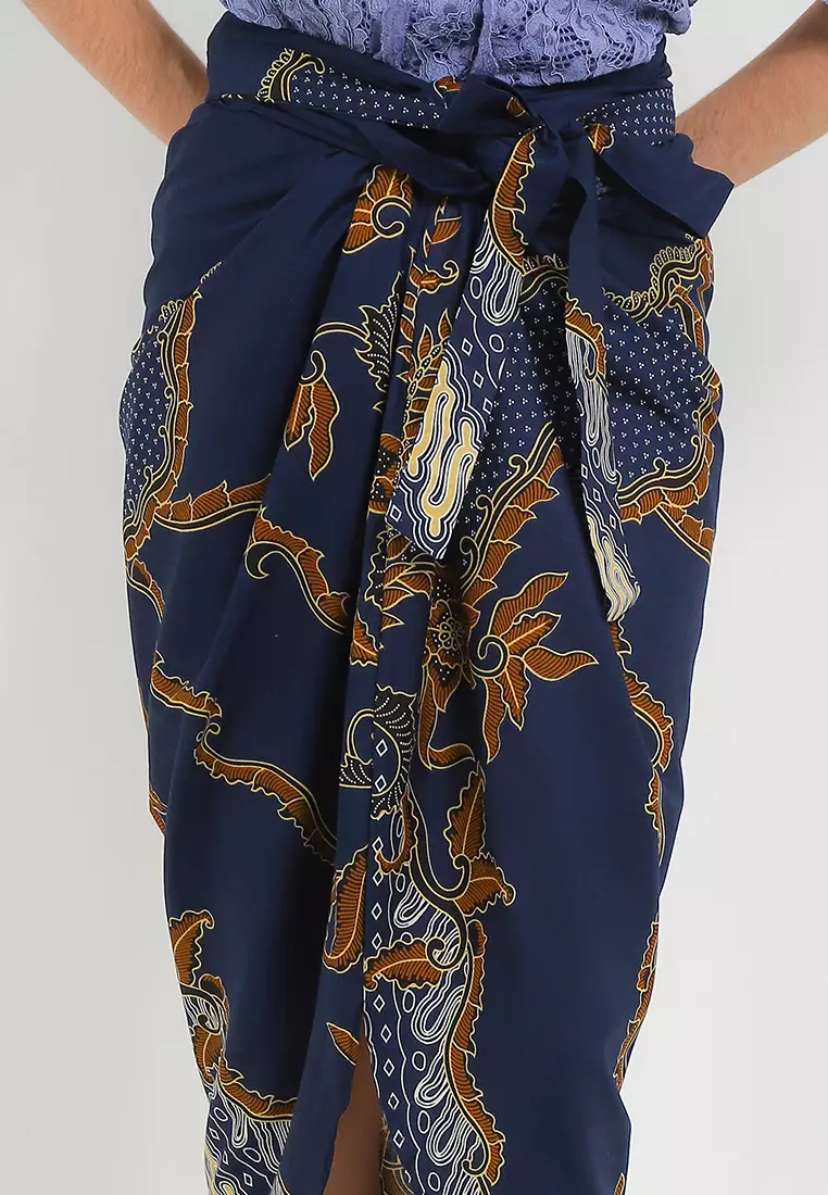 Rok Lilit Wanita Kondangan Batik Instant Zaviona Navy