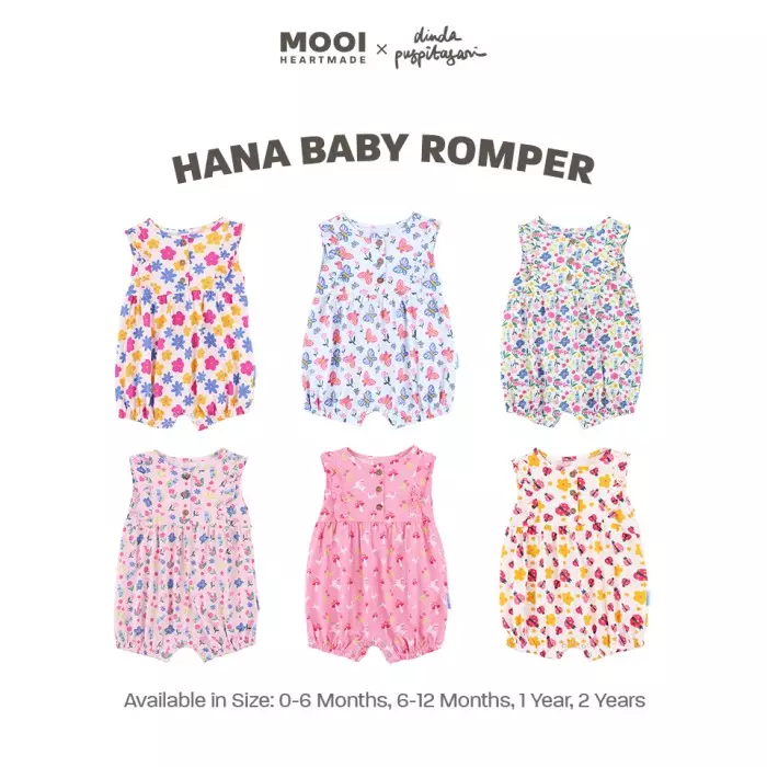 Mooi X Dinda Puspitasari Jumper Bayi Hana Romper Baby - Pink Blossom