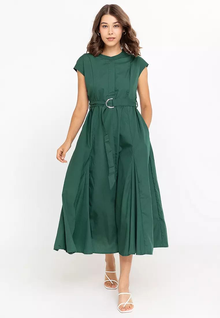 Celavie French Sleeves Belted Dress