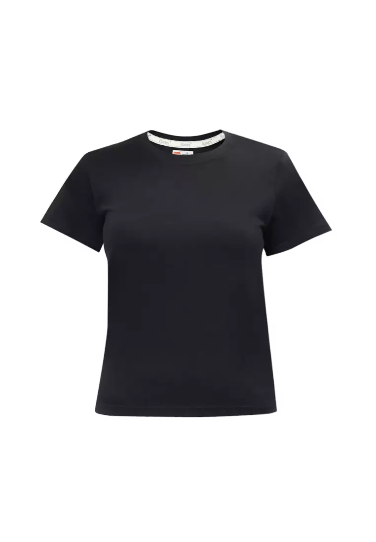 Ladies Black Round Neck T-Shirt