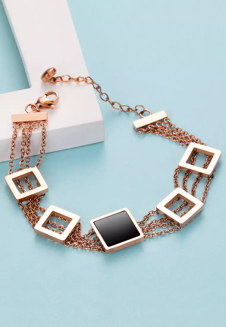 Glamourous Geometric Layered Chain Bracelet