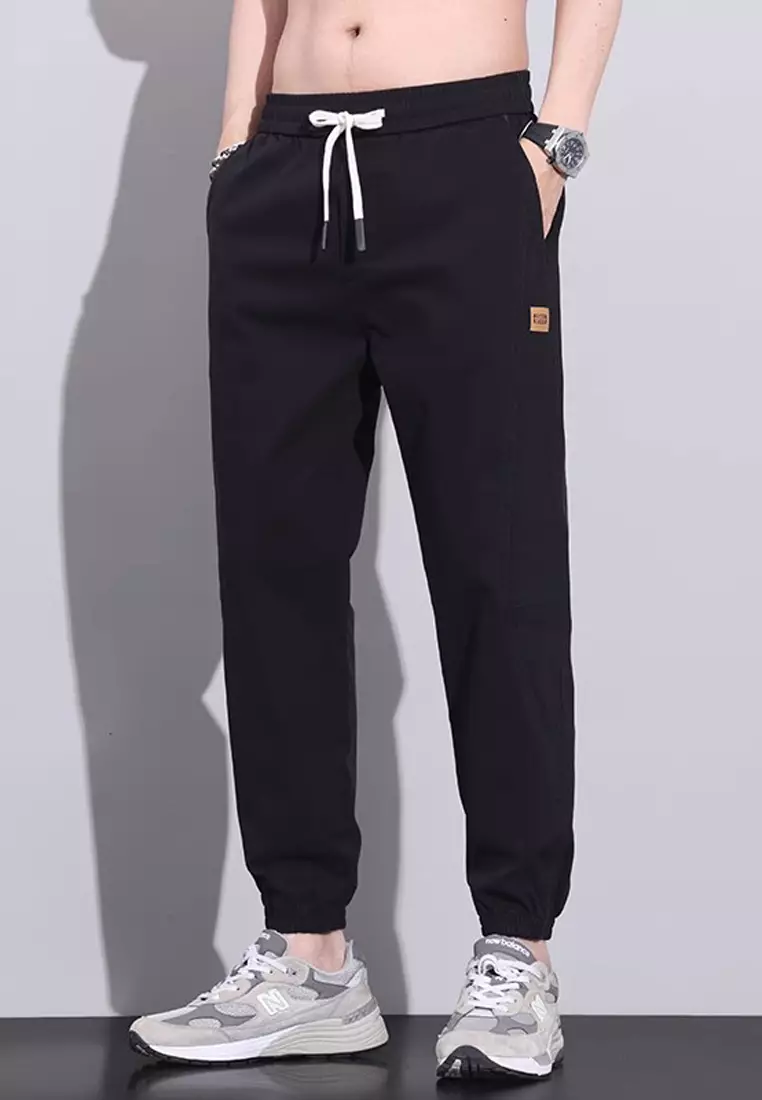 繫繩修腰束腳長褲