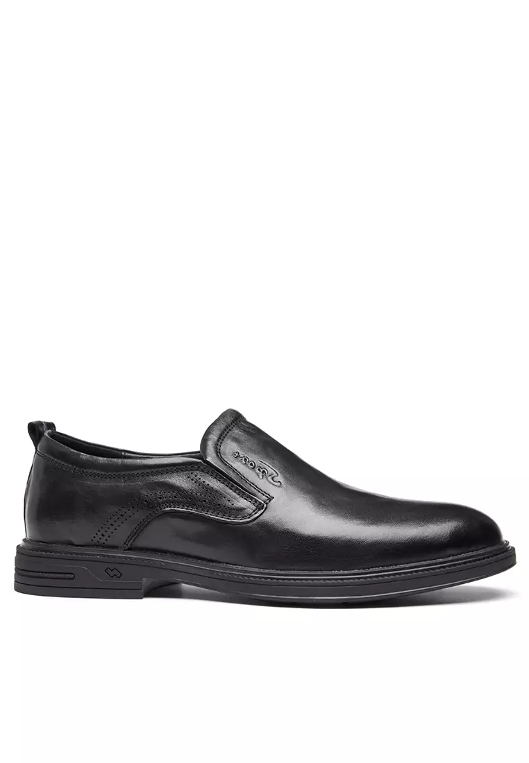 Mens grey leather 2025 slip on shoes