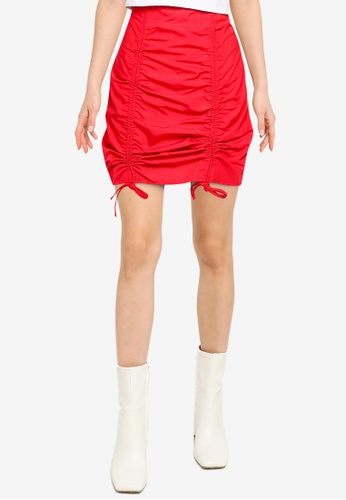 MISSGUIDED red Ruched Detail Mini Skirt BCB13AAAD9610CGS_1