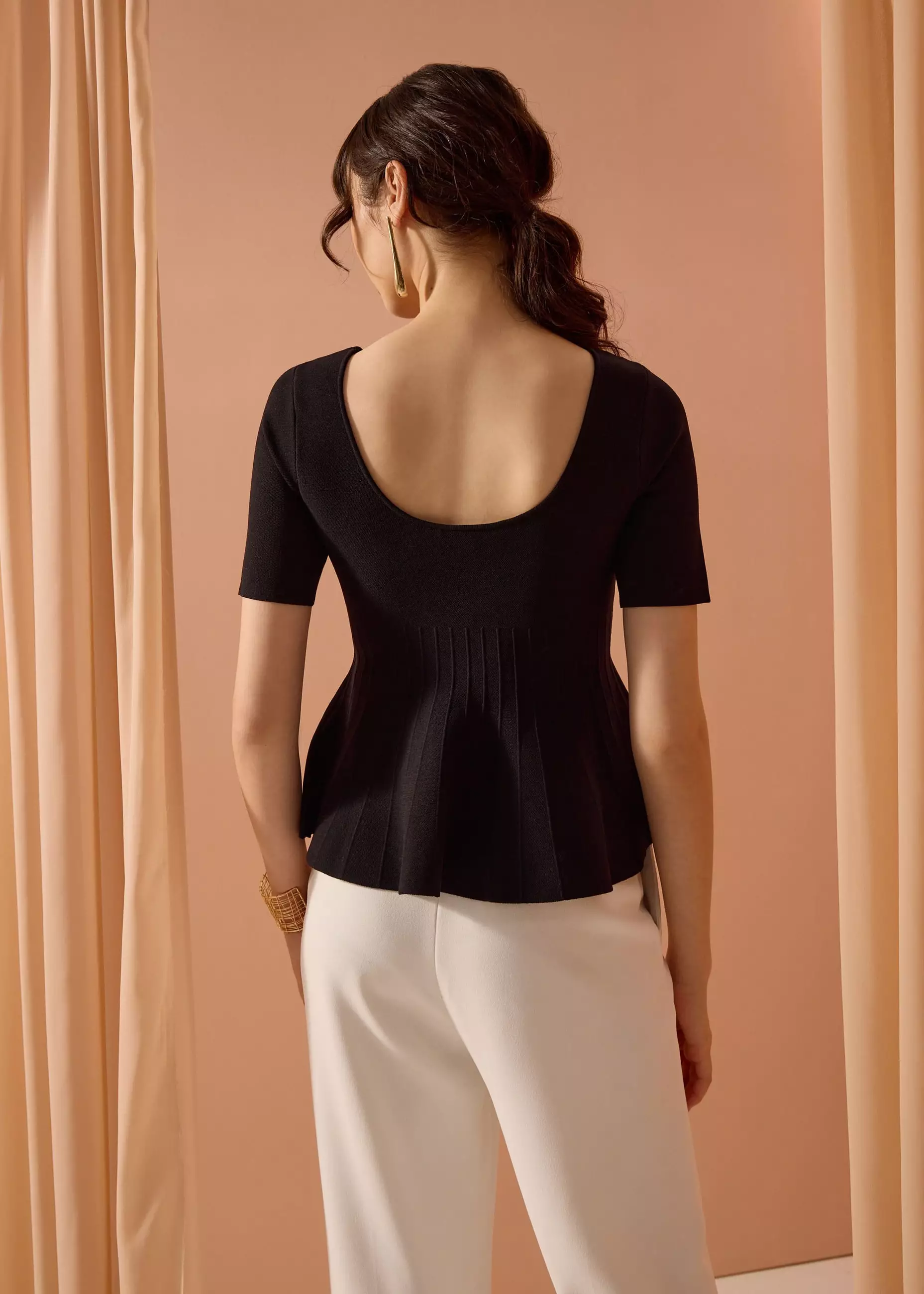 Atasan Wanita - Mutya Knit Ballerina Peplum Top