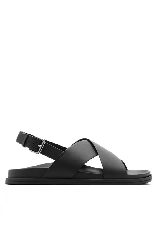 100% Leather Crossed Strap Sandals