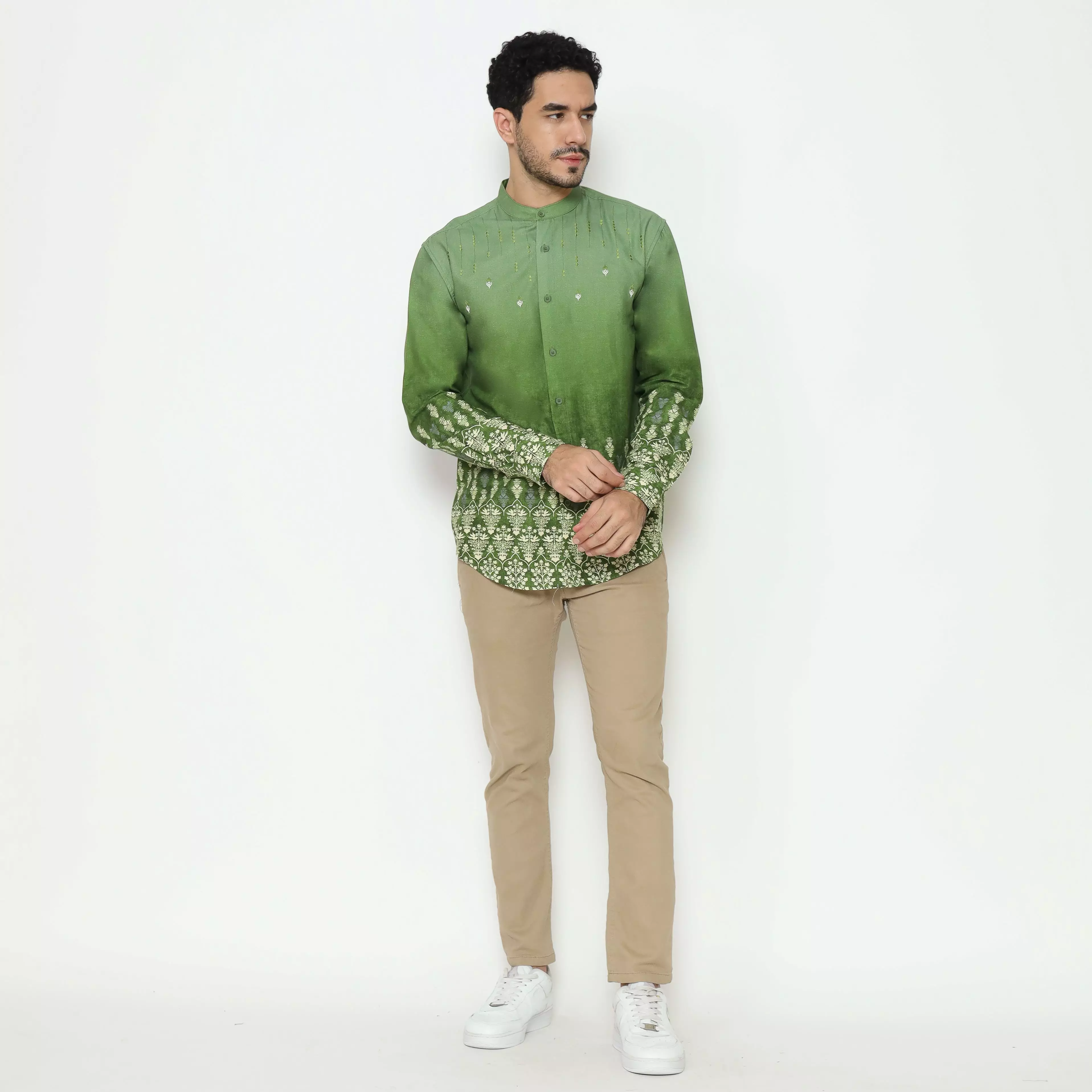 AMK Kemeja Koko Pria Lengan Panjang KK Ghazi L/s Green