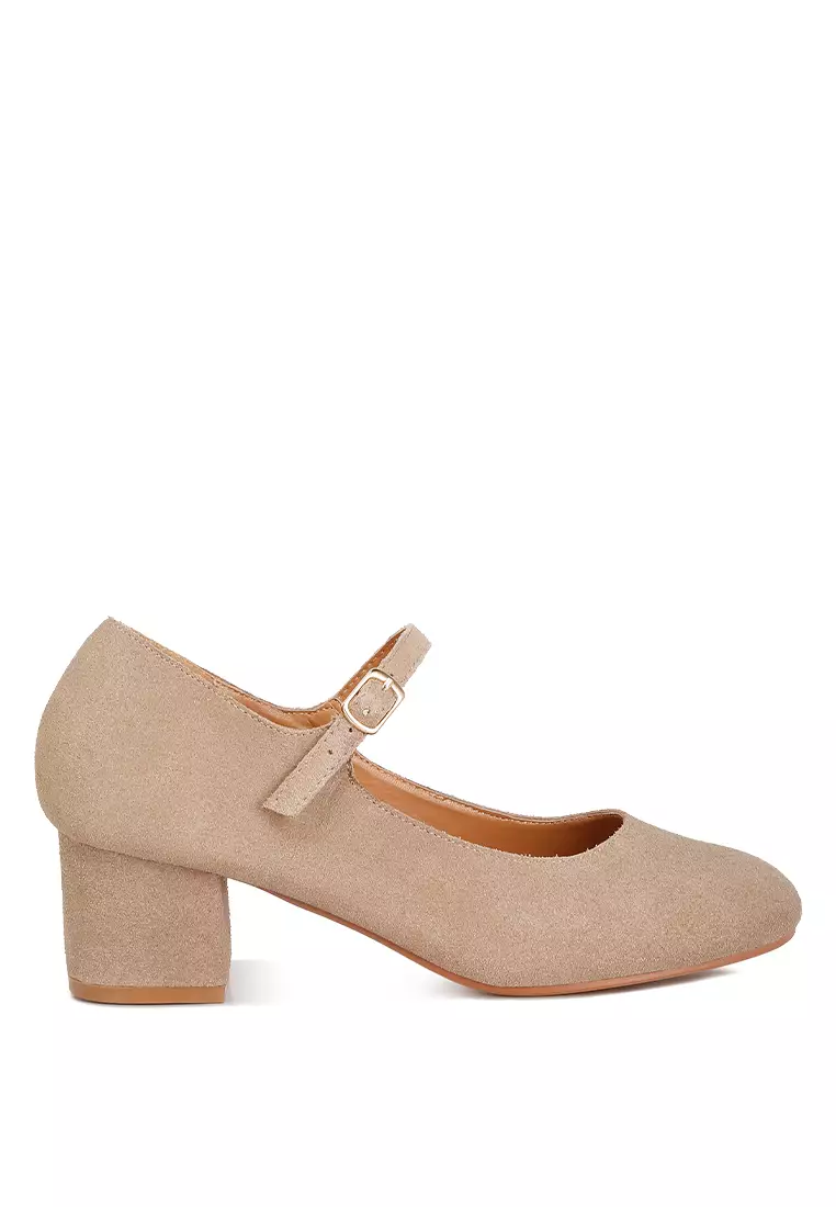 Discount on Rag & Co.  shoes - SKU: Beige Suede Block Heel Mary Janes