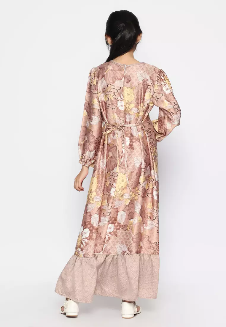 Baju Gamis Anak Perempuan Lentera Bunga Soft Lavender - ADORABLE