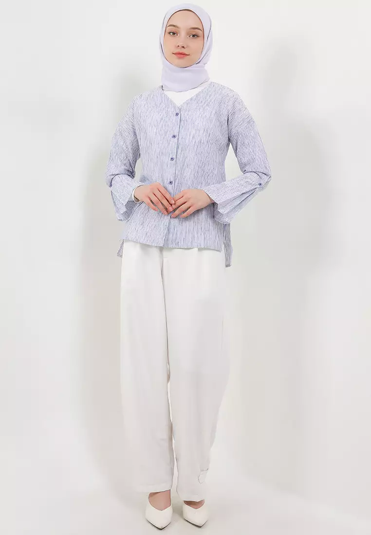 Jenni Blouse In Blue Stripes