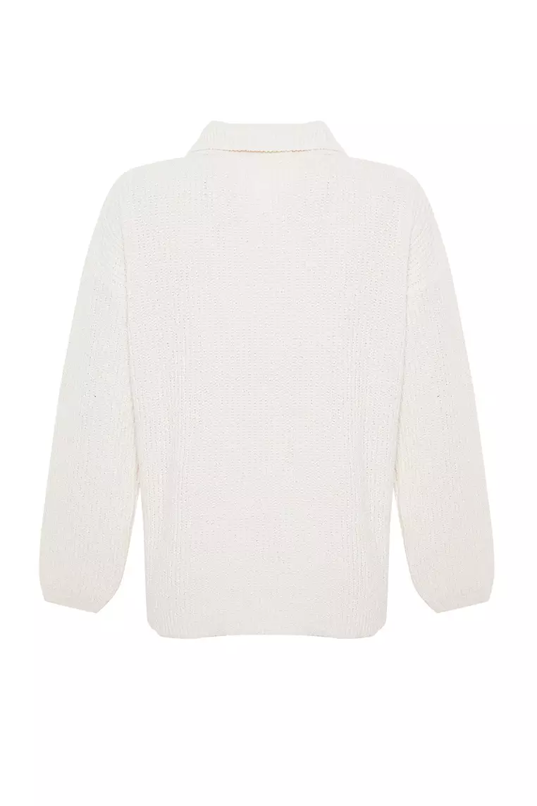 Ecru More Sustainable Wide Pattern Knitwear Sweater TWOAW24KZ01119