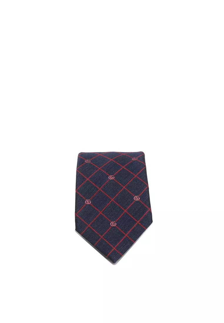 Double G And Check Silk Jacquard Tie
