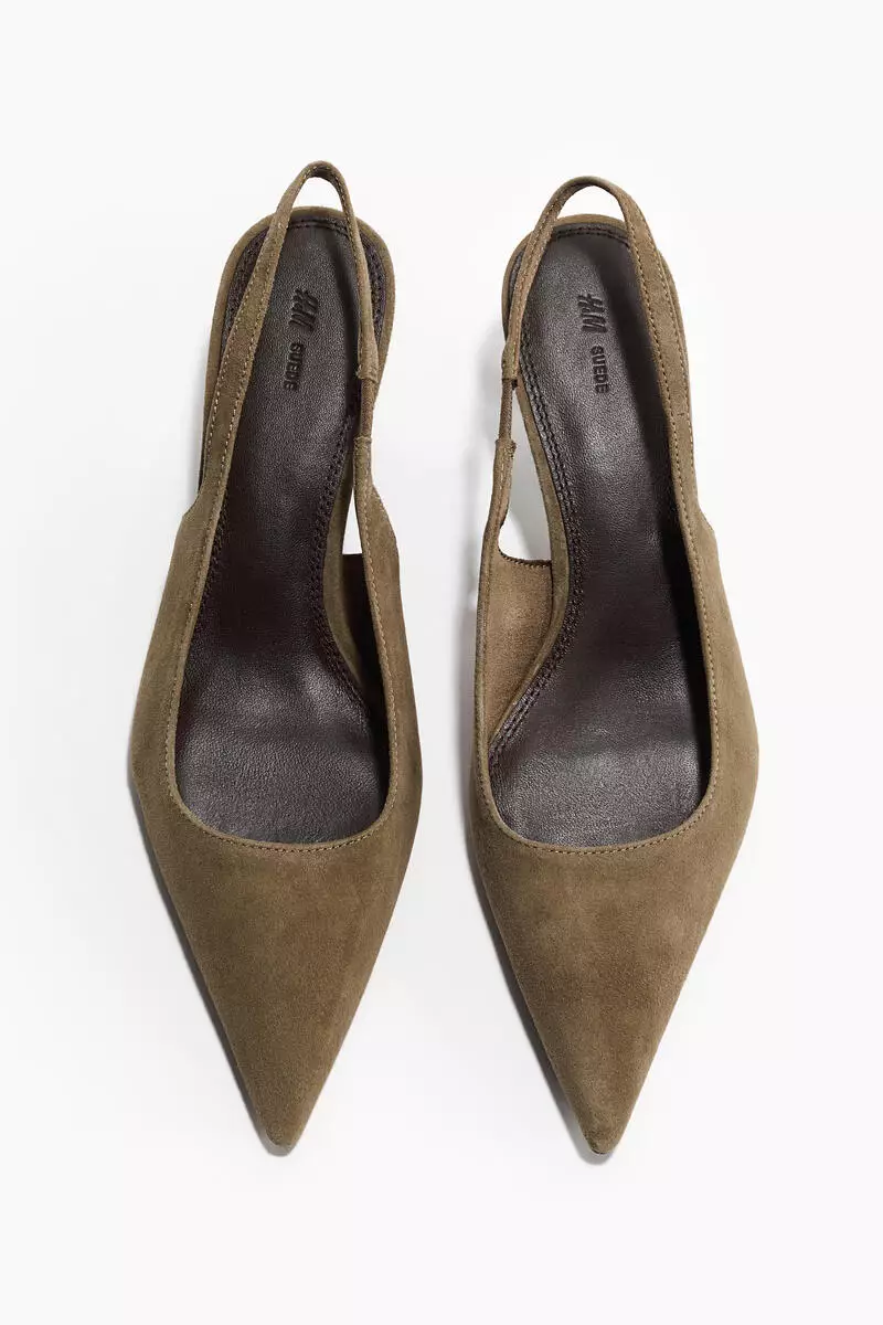 Pointed suede slingbacks
