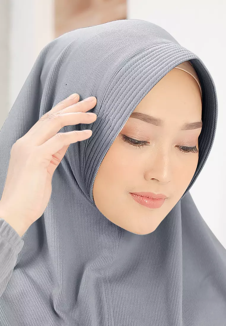 Zelena - Naya Knit Bergo | Hijab Instan Pad Lasercut - Gloomy Grey