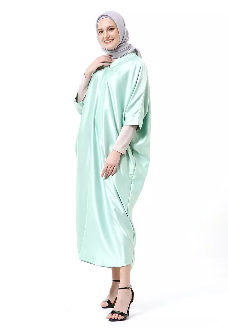Kahitna Kaftan Pakaian Muslimah Premium Motif Polos High Quality - Mint