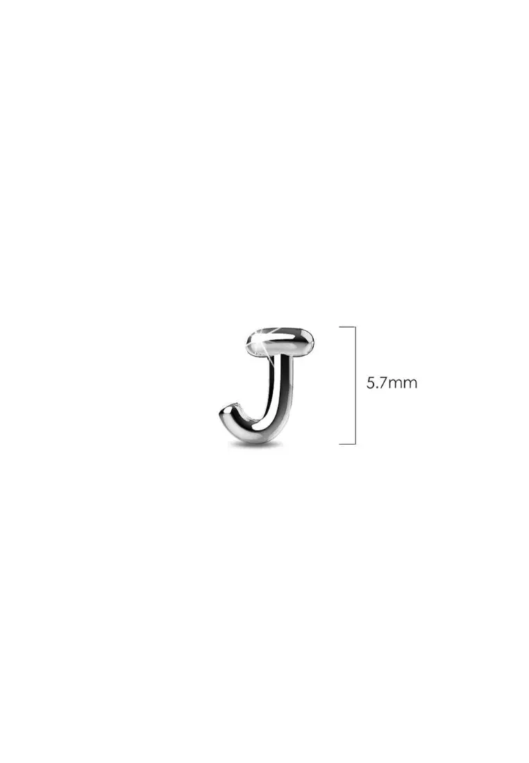 Solid 925 Sterling Silver Initial Alphabet Personalised Stud Earrings- J