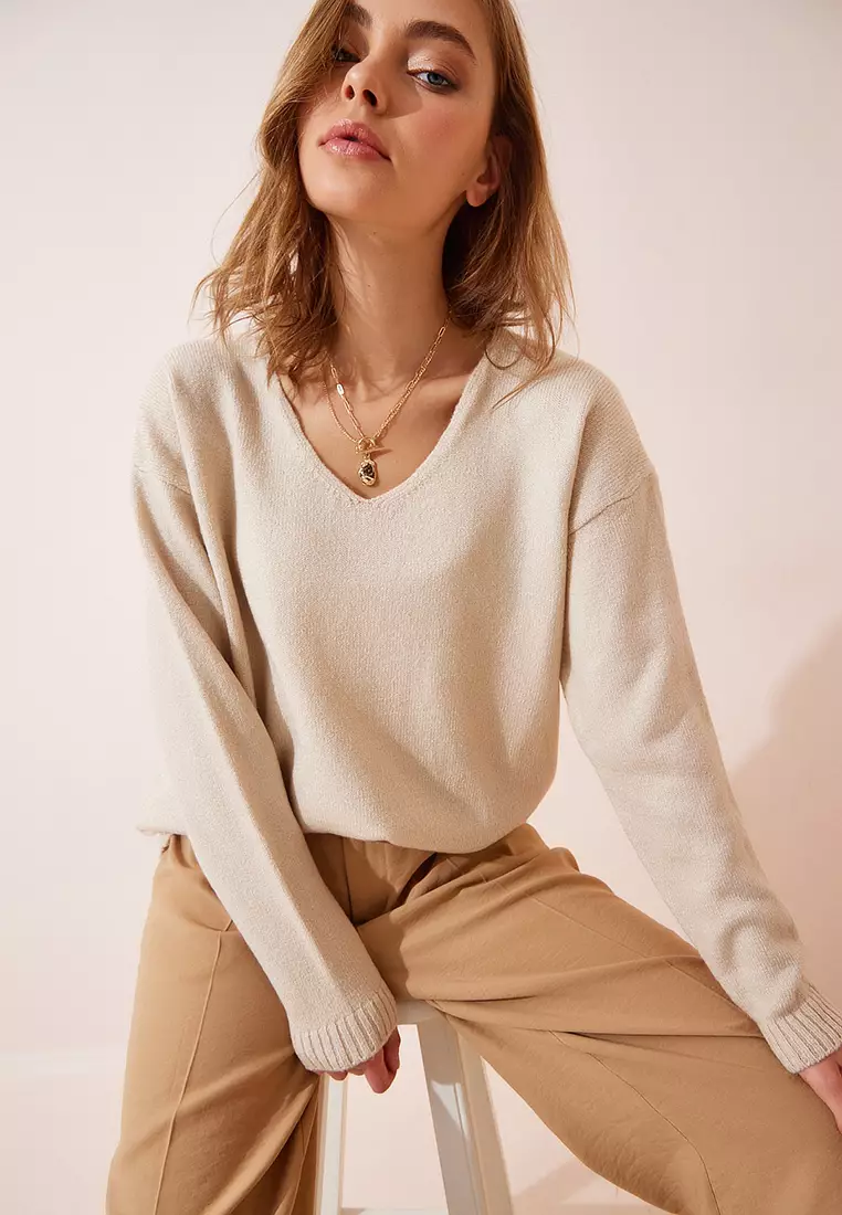 V-Neck Knitwear Sweater