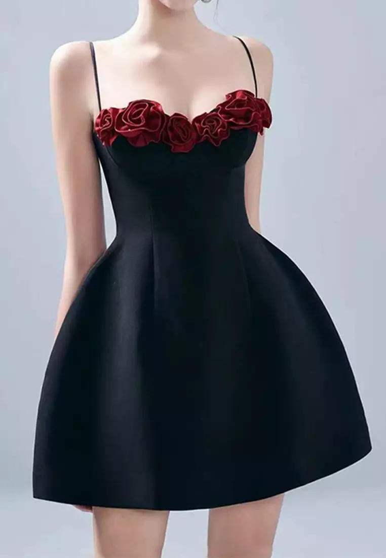 French exquisite waist cinching suspender dress CA242111922BK