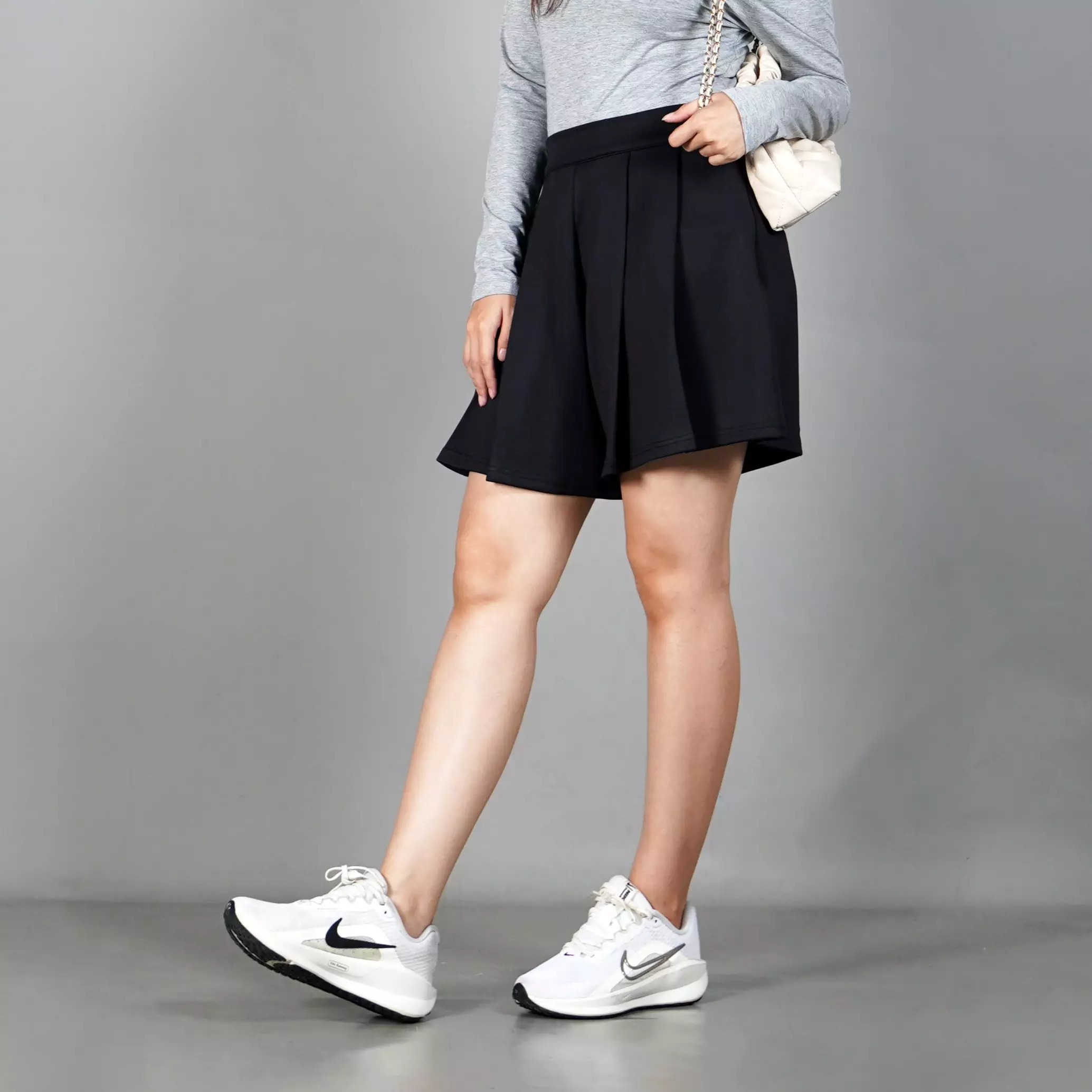 RENATA Pleated Short Pants Celana Pendek Wanita Celana Rok Pendek - HITAM