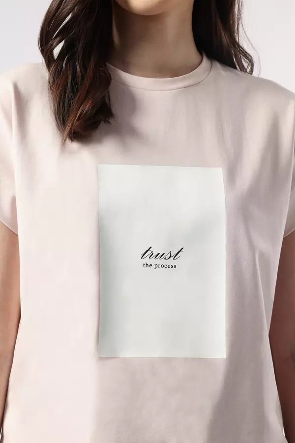 MINIMAL - Carlotta - Double Jersey Typography Top - Pink Colour Pink