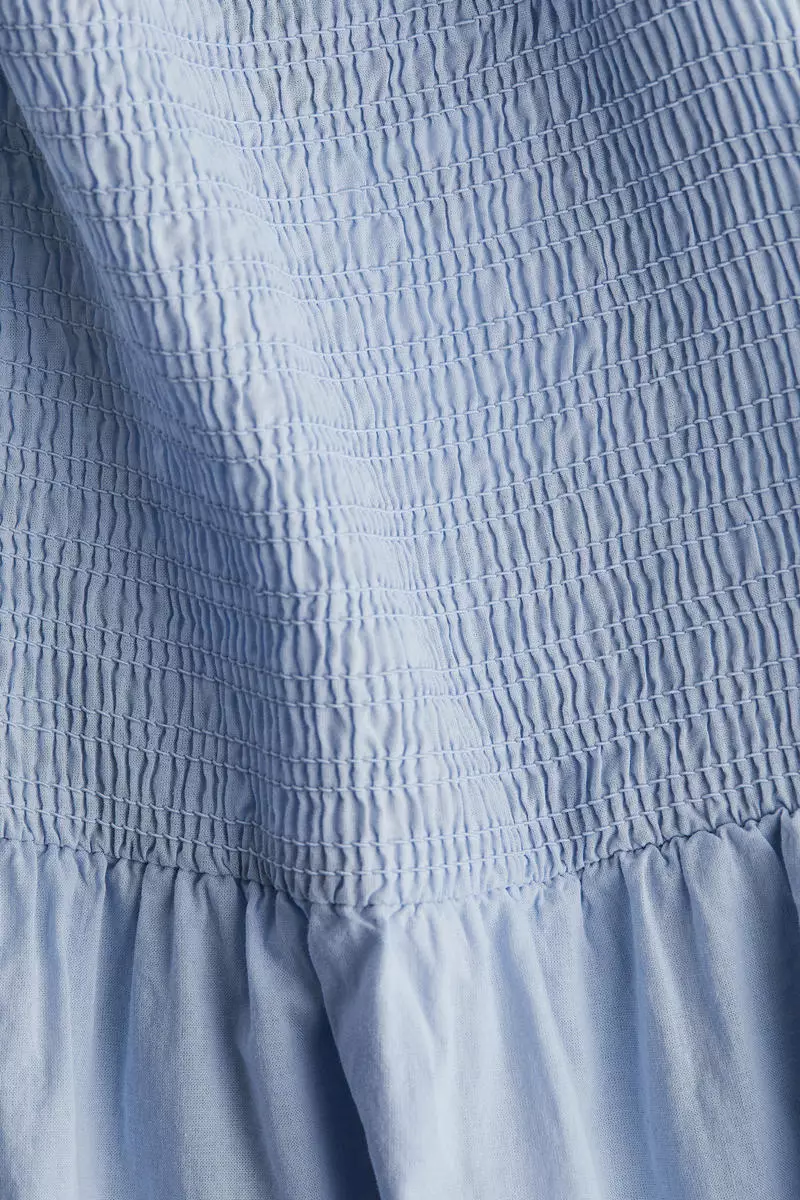 Puff-sleeved cotton dress