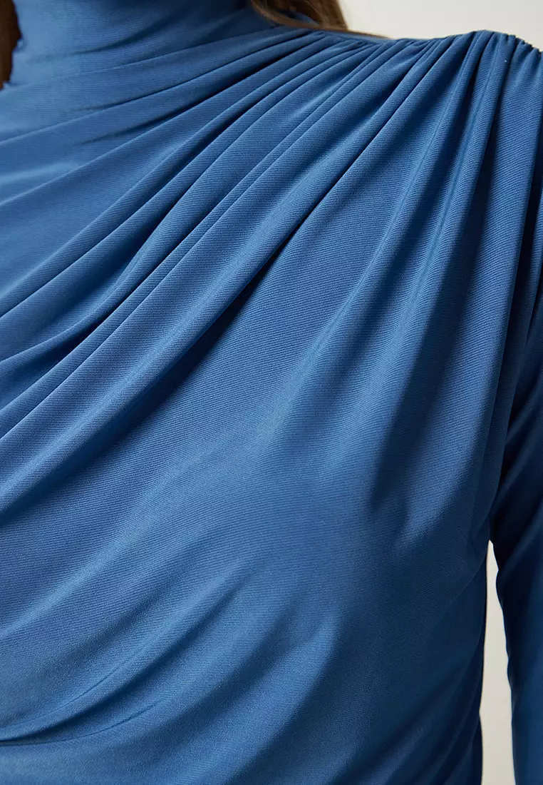 High Neck Ruched Blouse