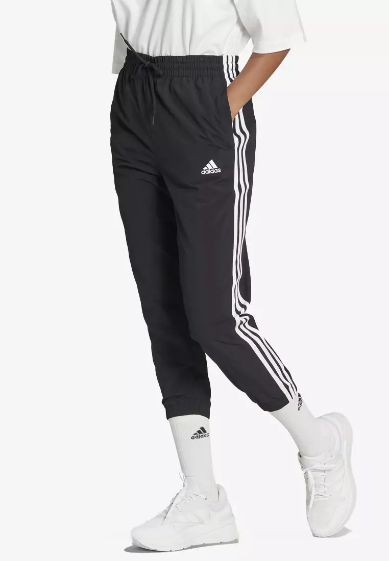 adidas, Pants & Jumpsuits, Adidas Womens Snap Track Pants Size Small  Black 3 White Stripe Asian Sizing