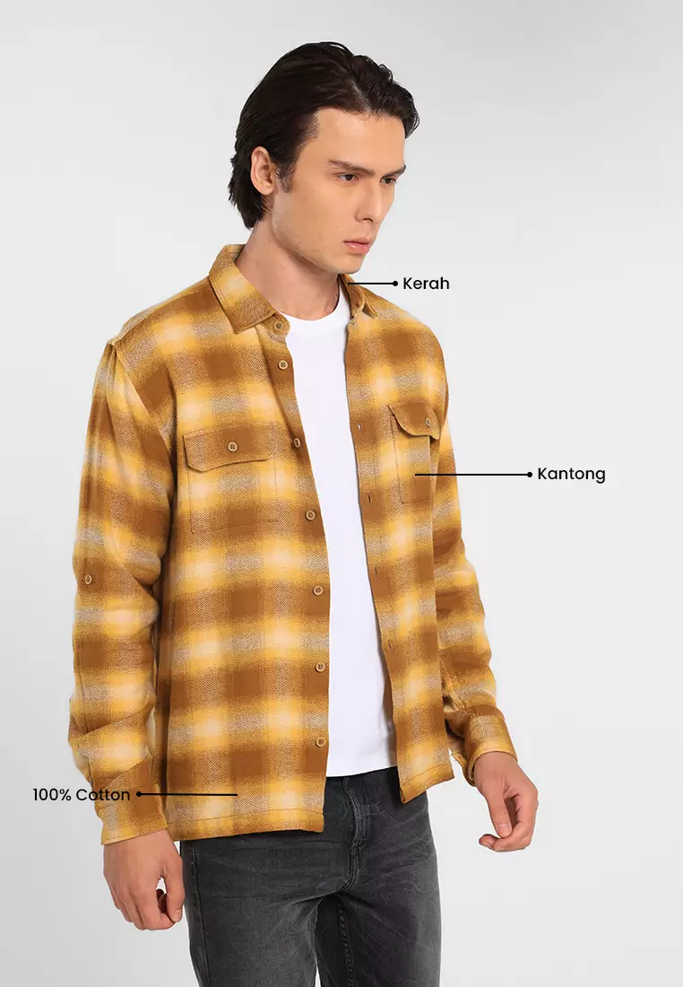 Manzone Kemeja Lengan Panjang Pria Celestia - Yellow Warna Yellow