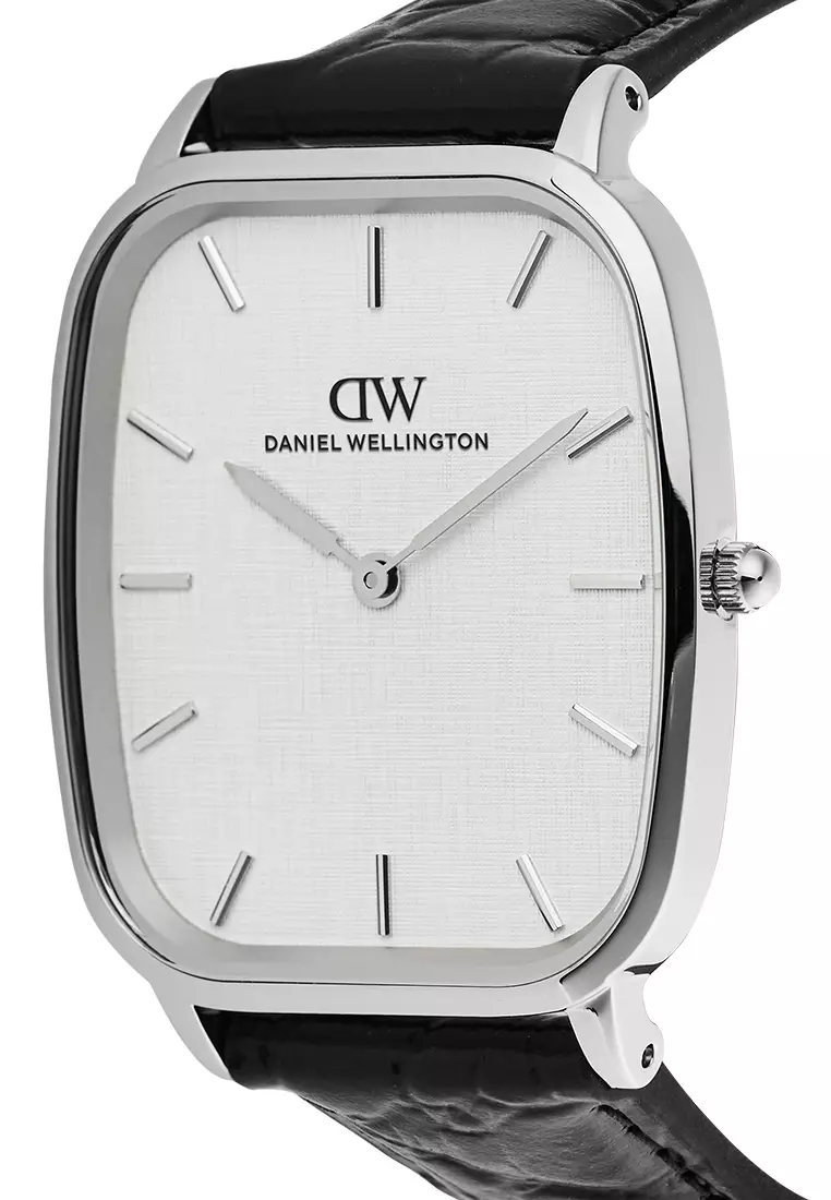 Marlon Black-Croc Belly Linen Off-White Silver - Men Watch Stainless Steel Leather Strap DW Official Authentic Original