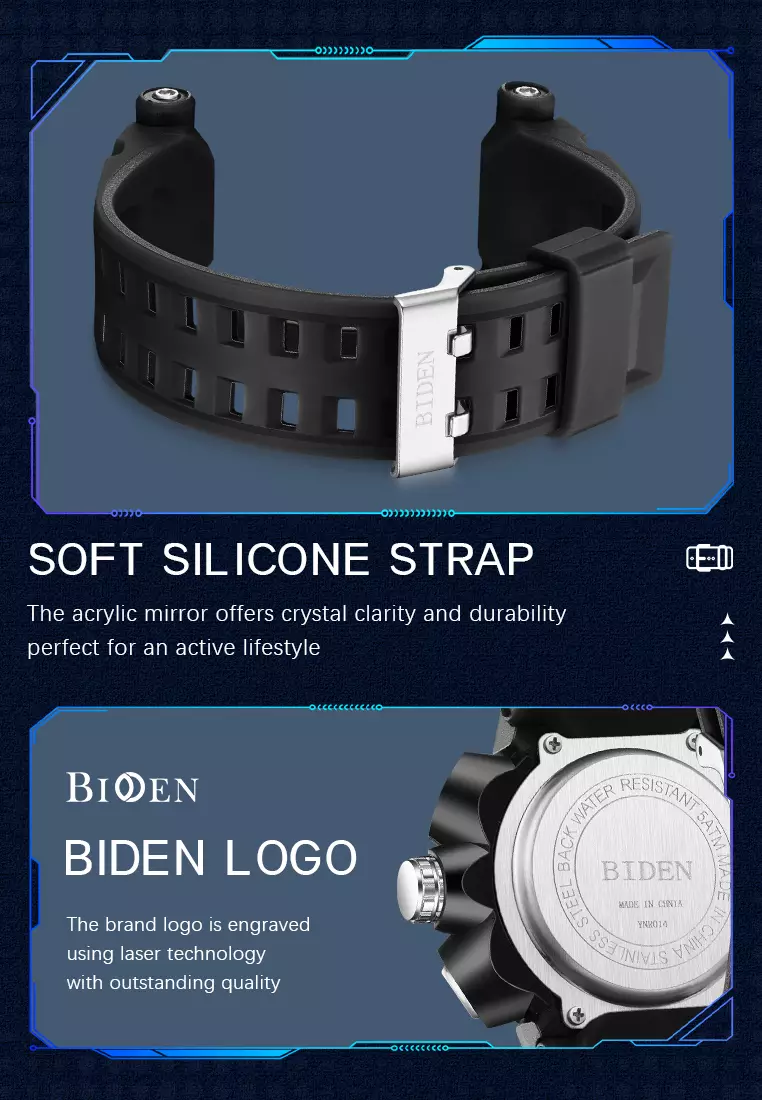 Jam Tangan Pria Digital Anti Air Original Olahraga Multifungsi Bercahaya Alarm Jam Tangan Cowok black