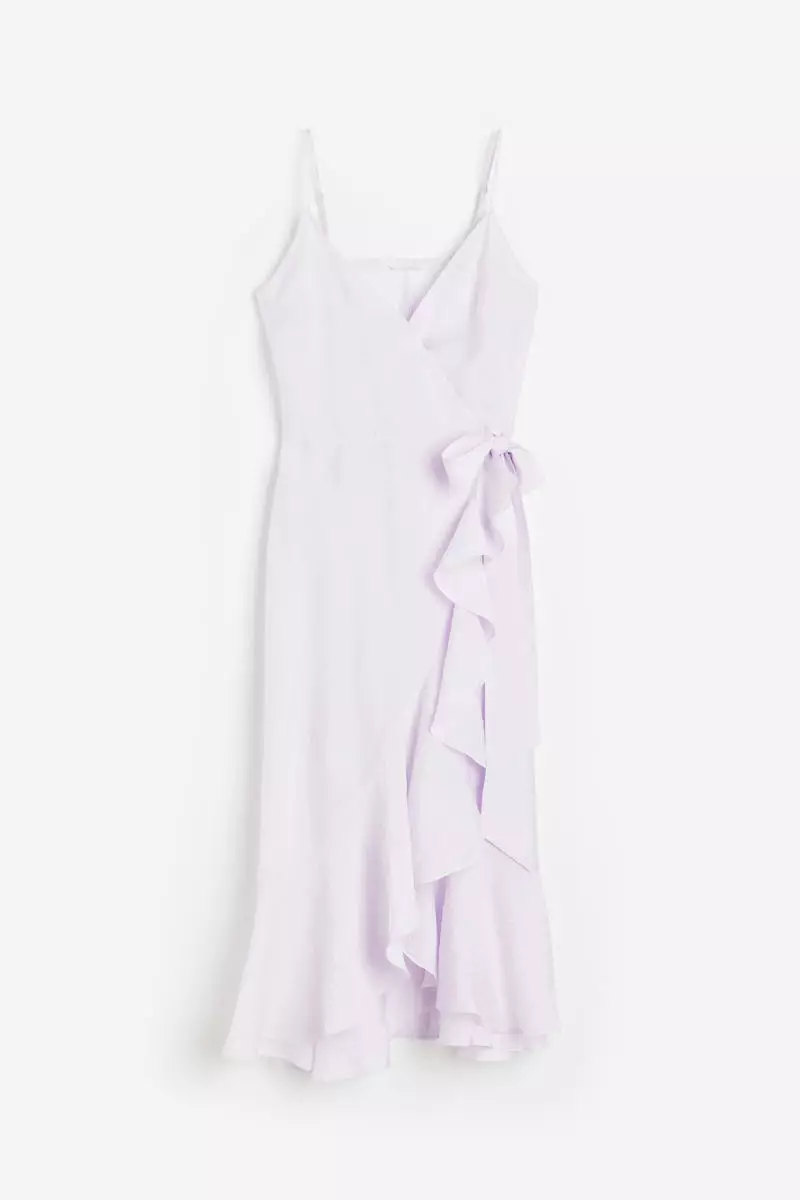 Flounce-trimmed wrap dress
