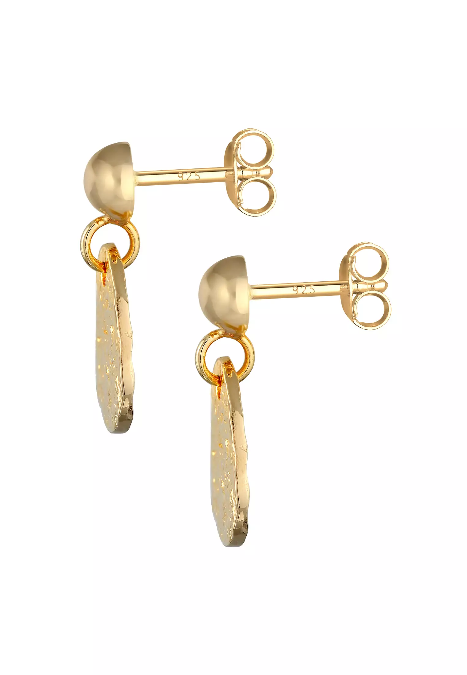 Earrings Drop Structured Gold Plated