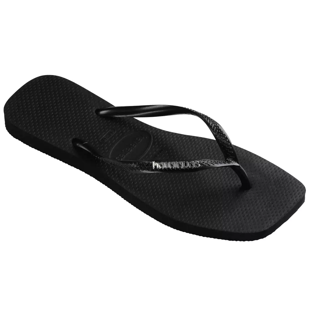 Havaianas 2976 Slim Square Logo Metallic - Black/Silver - Sandal Wanita