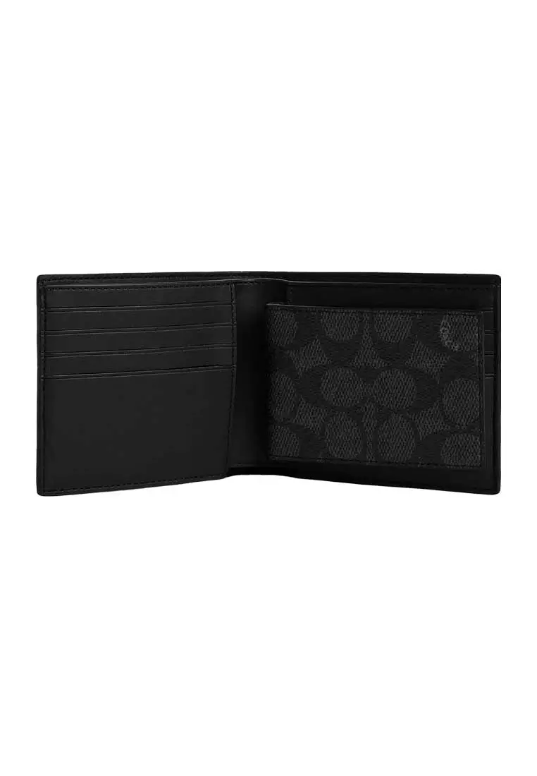 3 In 1 Wallet In Signature Canvas With Varsity Stripe Charcoal/Denim/Chalk CW385