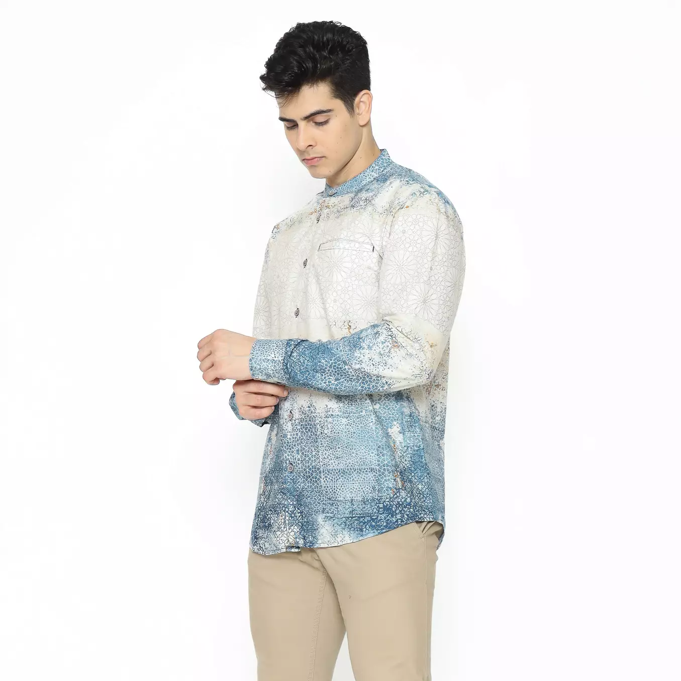 AMK Kemeja Koko Pria Printing  Lengan Panjang KK NIZAM L/S GREEN