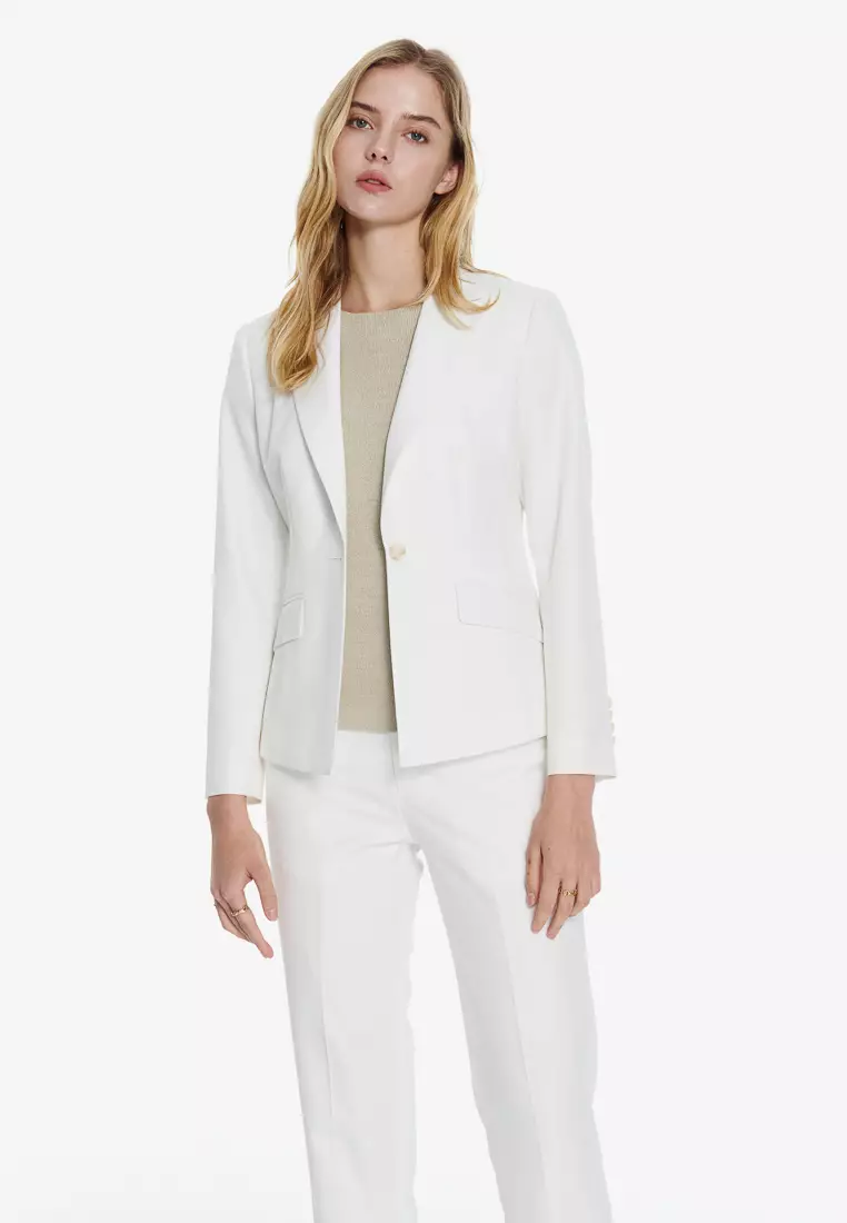 白色修身版西裝外套(可機洗)