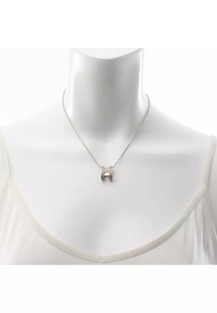 Pre-Loved Hermès POP H pop ash necklace beige Silver
