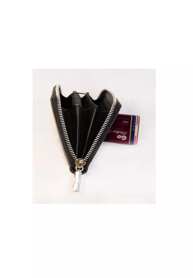 Zip Around Wallet Women - Lady Long Wallet - Women Wallet Black - Cow Leather Wallet