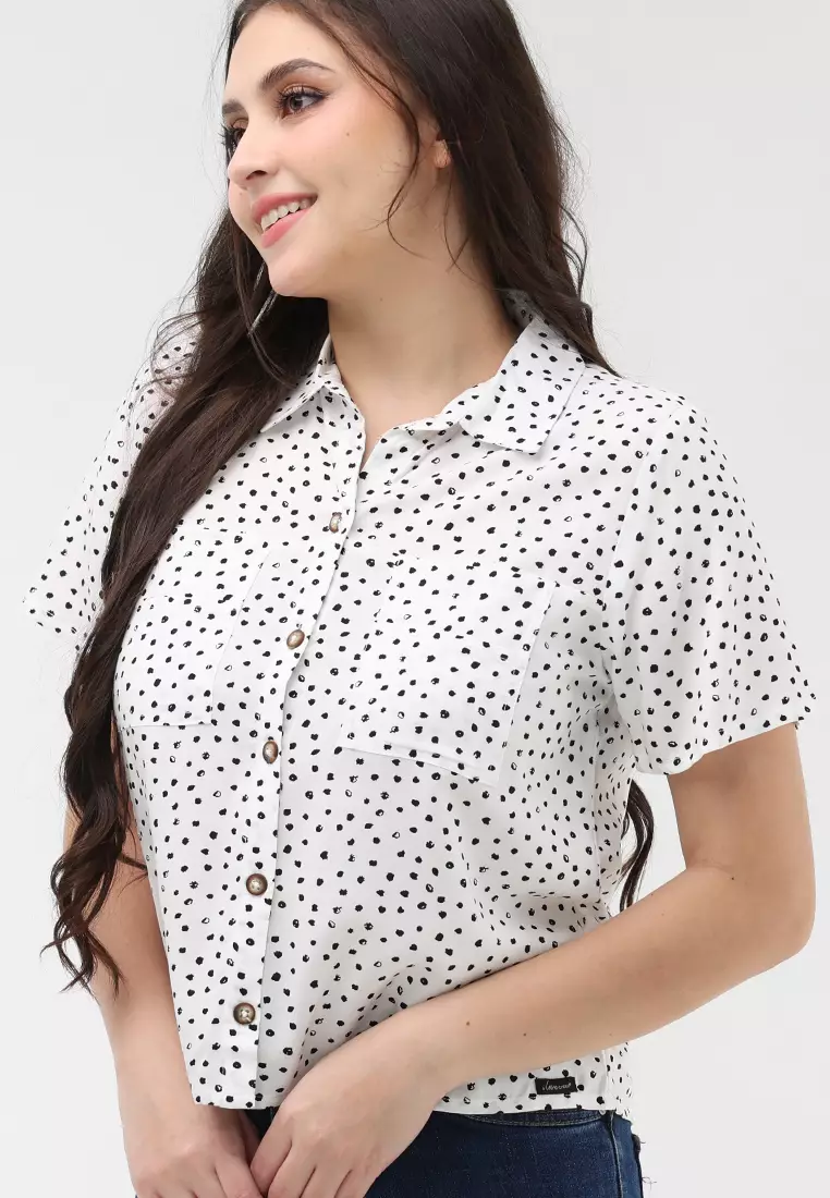 Woven Printed Rayon Short Sleeves Blouse