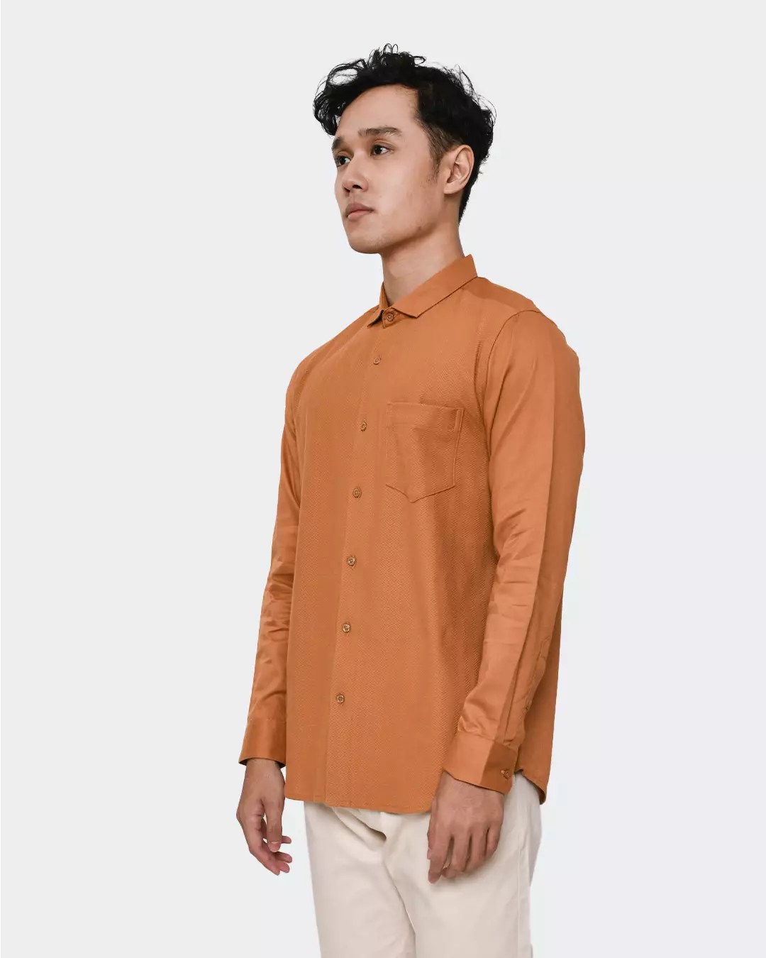 MANZONE Kemeja pria lengan panjang CAESAR 04-MUSTARD