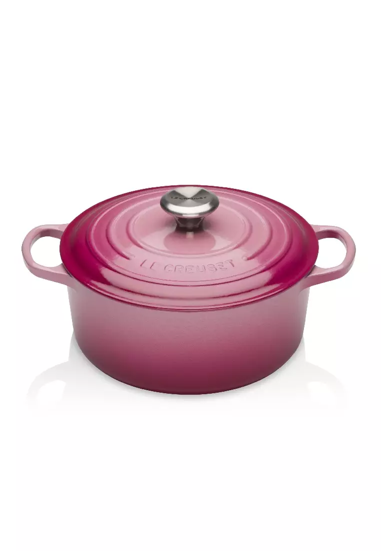 Le Creuset Cast Iron Soup Pot With Black Interior 24 Cm Shell Pink