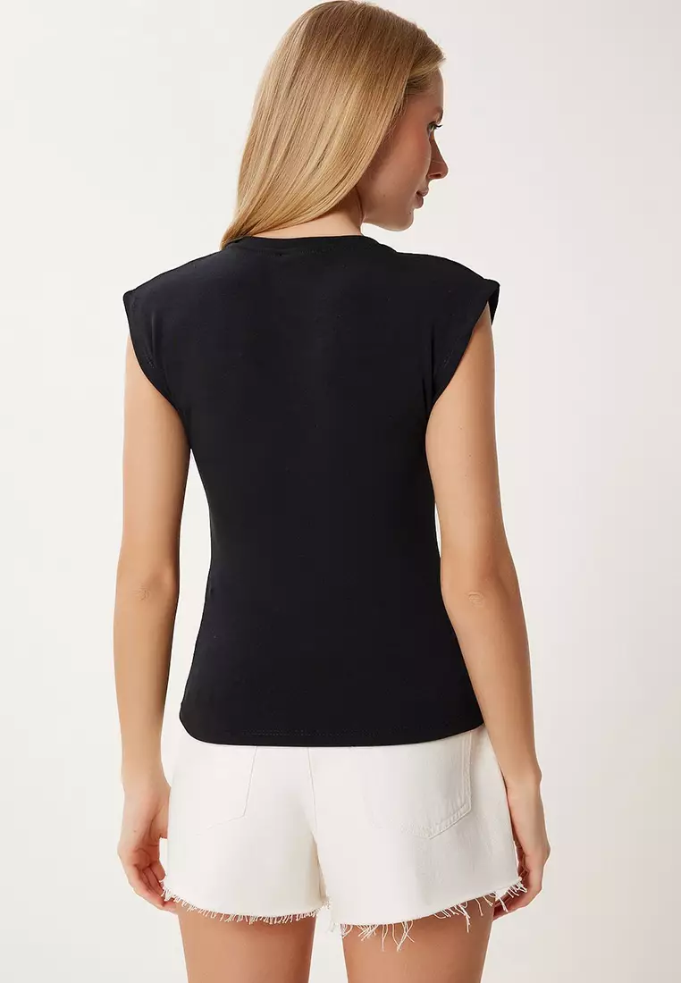 Sleeveless Stretchy Knitted T-Shirt