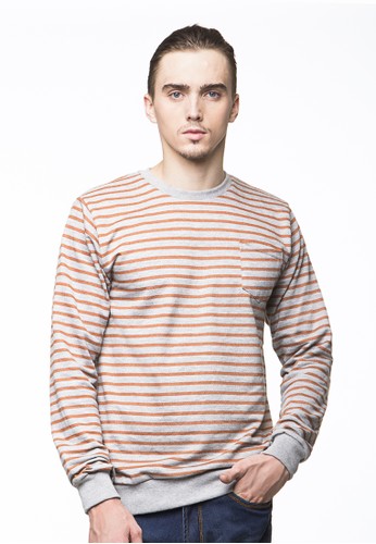 Bloop Sweater Atlas Stripe Orange Grey M BLP-PI010