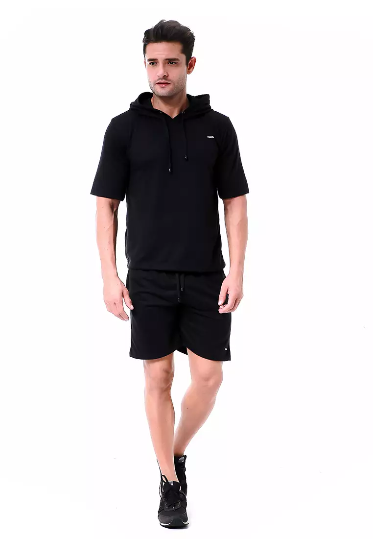 Vincent Setelan Hoodie Pria Sweatshirt Set Casual Motif Polos Material Baby Terry ORIGINAL - Black