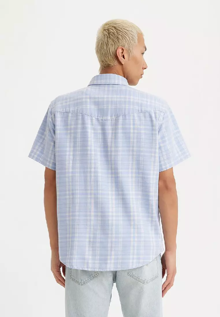 Short Sleeve Relaxed Fit Western Shirt - Light Wash