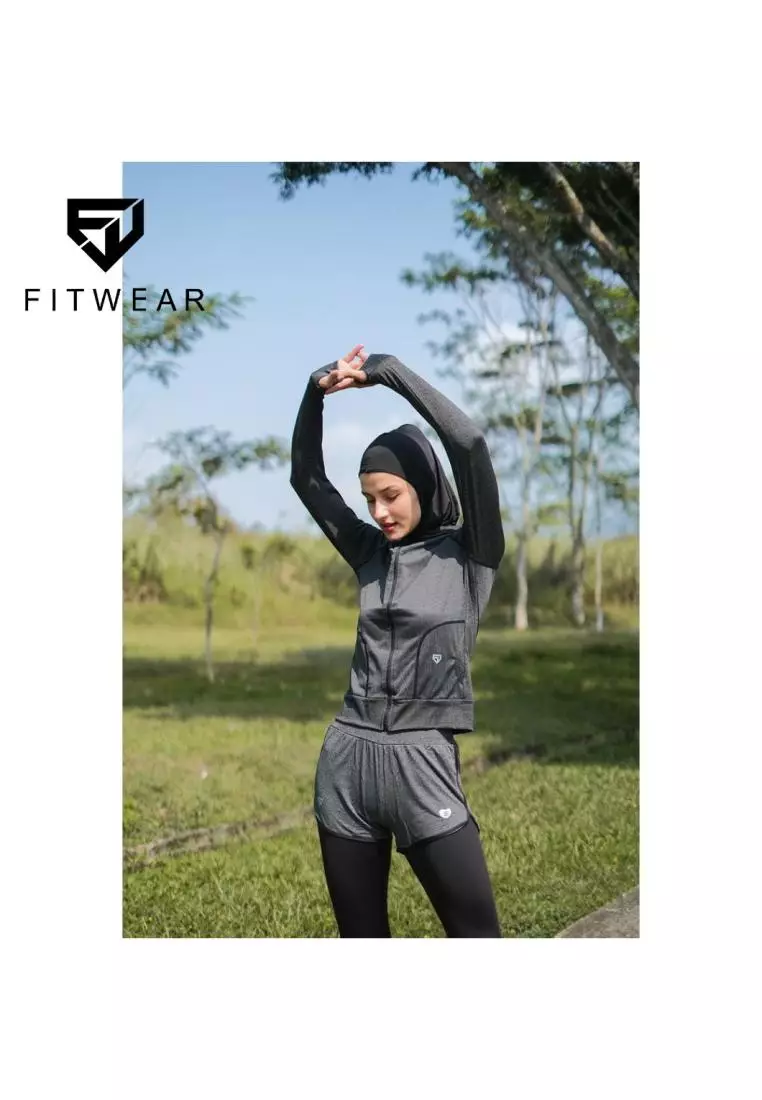 Fitwear - Jaket / Jacket Olahraga Wanita BETH B-THUMB - DARK GREY
