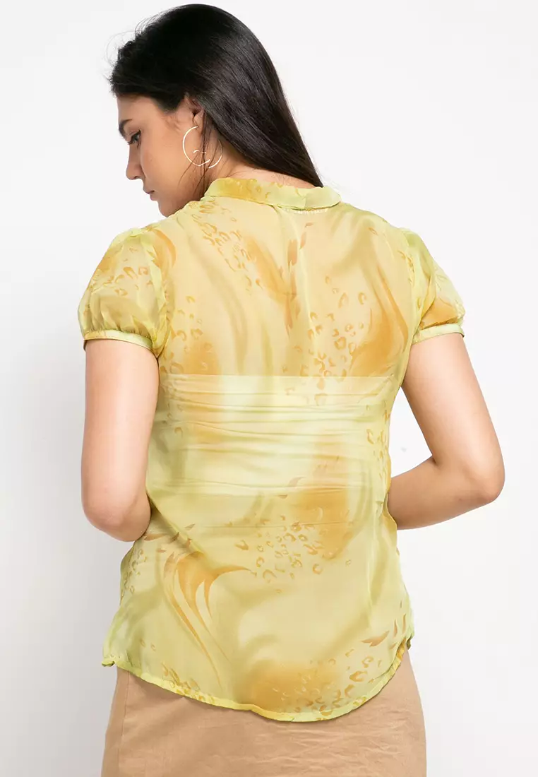 ANGIE BLOUSE IN LIGHT GREEN PRINT